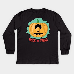 One-eyed Spooky Halloween Pumpkin - Funny Kids Long Sleeve T-Shirt